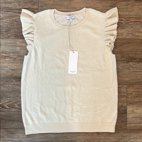J. Society Women's Size Large Cream 100% Cotton Ruffle Tank NWT - Picture 1 of 13